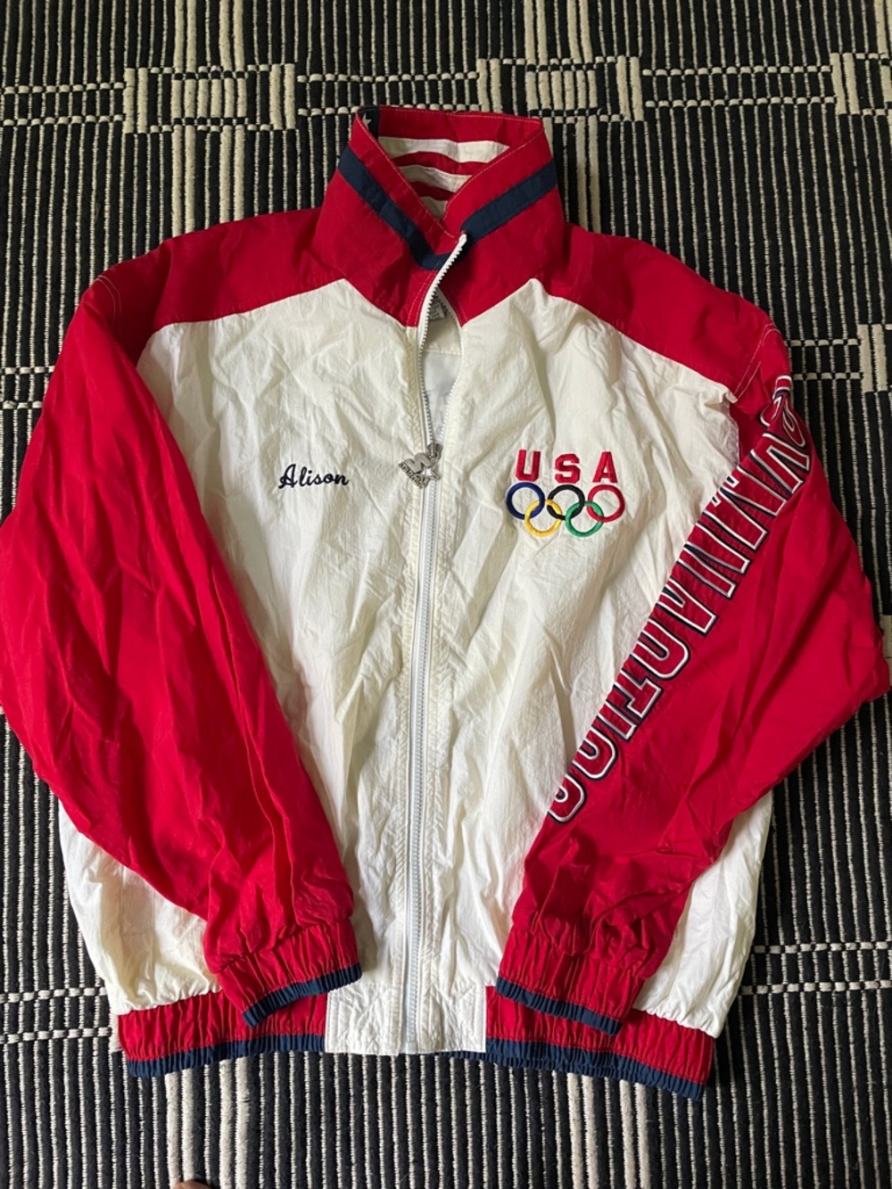 Vintage Gymnastics STARTER Red and White USA Olympic Team Windbreaker